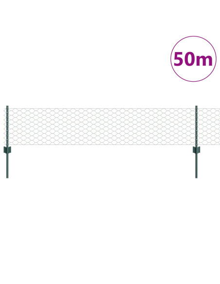 Pali per Recinzione  11 pz U-Channel Verde 40 cm Acciaio, Recinzione Esagonale  Verde 0.4x50 m Acciaio