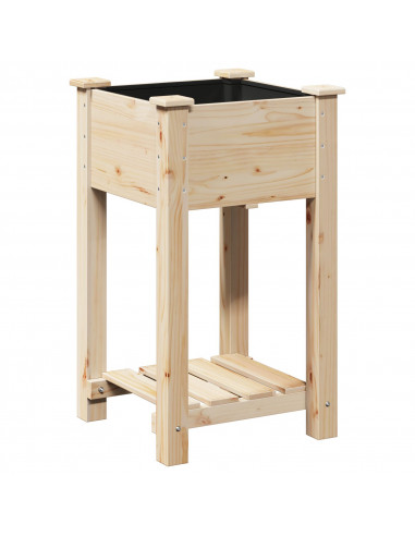 Vaso da giardino  con ripiano 45x45x76 cm in legno massello di abete