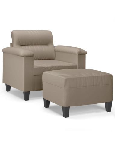 Poltrona con Poggiapiedi tortora 60 cm in Tessuto Microfibra