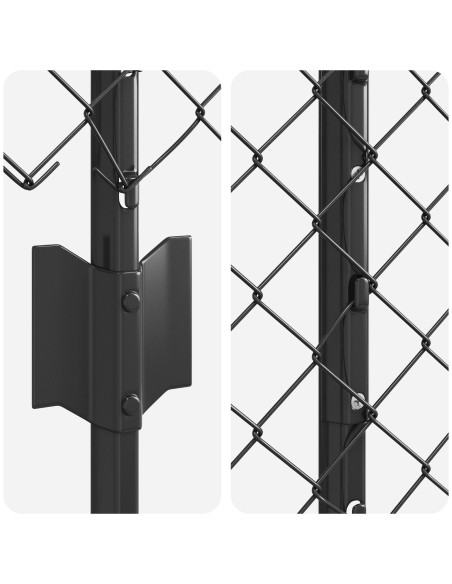 Recinzione a Catena  con 44 Pali a U Grigio 1x25 m Acciaio