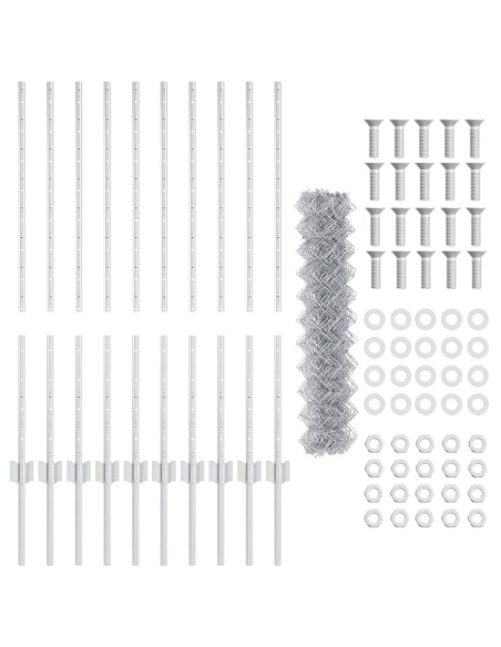 Recinzione in Catena di  con 20 Post U Argento 1x10 m in Acciaio