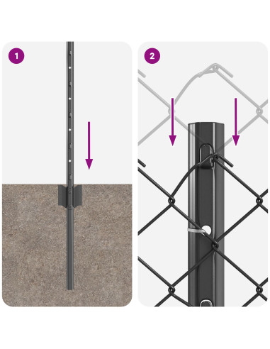 Recinzione con Posto Grigio 0,8 x 25 m Acciaio e PVC