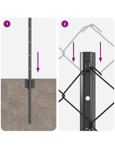 Recinzione con Posto Grigio 0,4 x 25 m Acciaio e PVC