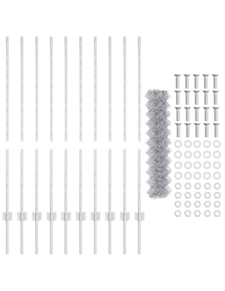 Recinzione a Catena  con 20 U Post Argento 1,2x10 m Acciaio