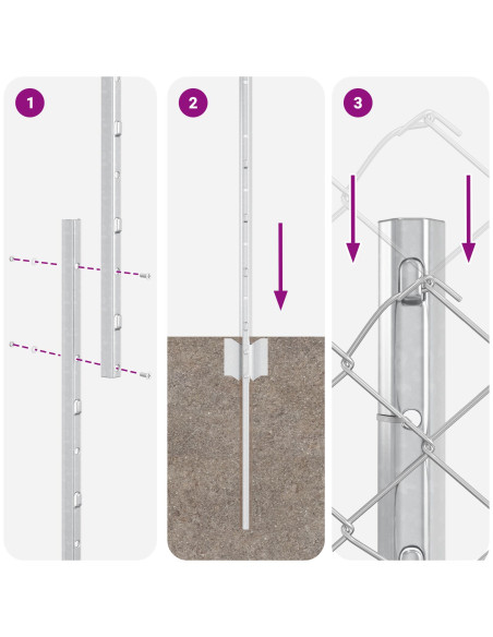 Recinzione con Posto Argento 1,4 x 10 m Acciaio