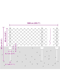 Recinzione con Posto Grigio 0,4 x 10 m Acciaio e PVC