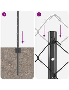 Recinzione con Posto Grigio 0,6 x 10 m Acciaio e PVC