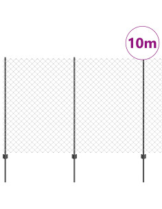 Recinzione con Posto Grigio 1,6 x 10 m Acciaio e PVC
