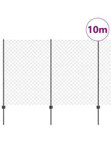 Recinzione con Posto Grigio 1,6 x 10 m Acciaio e PVC