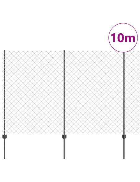 Recinzione con Posto Grigio 1,6 x 10 m Acciaio e PVC