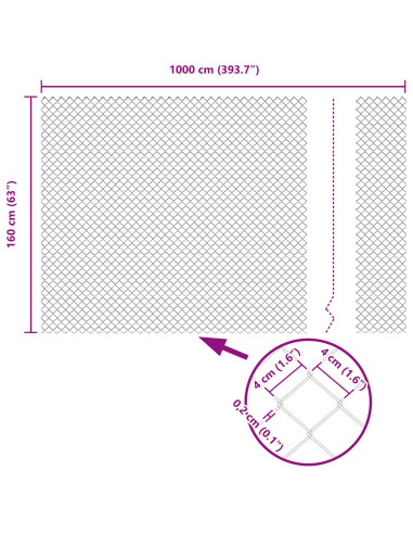 Recinzione con Posto Argento 1,6 x 10 m Acciaio