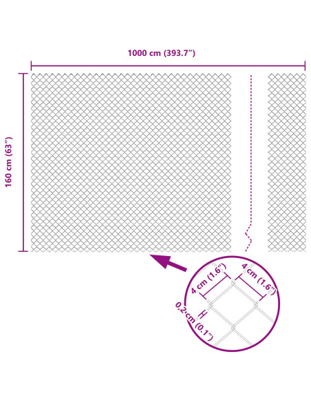 Recinzione con Posto Argento 1,6 x 10 m Acciaio
