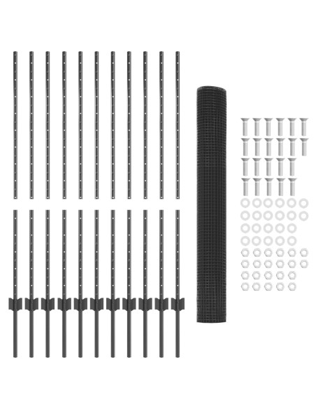Recinzione in Rete Saldato  con 22 Post Grigio 1.2x25 m Acciaio