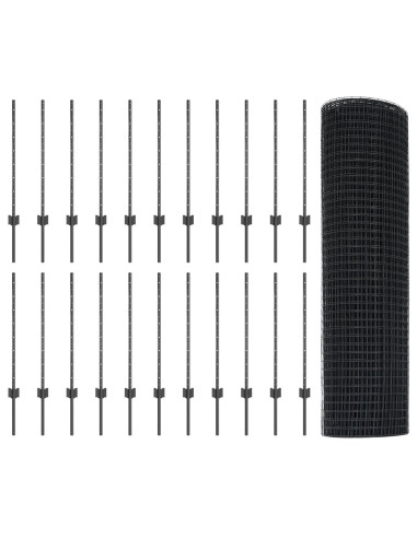 Recinzione con Posto Grigio 0,8 x 50 m Acciaio e PVC