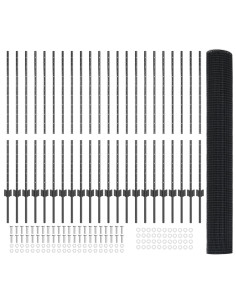 Recinzione con Posto Grigio 1,2 x 50 m Acciaio e PVC