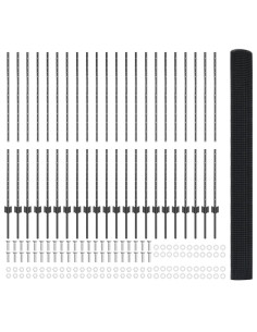 Recinzione con Posto Grigio 1,4 x 50 m Acciaio e PVC
