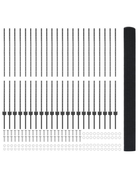Recinzione con Posto Grigio 1,4 x 50 m Acciaio e PVC