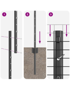 Recinzione con Posto Grigio 1,4 x 50 m Acciaio e PVC