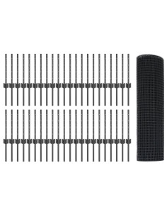 Recinzione con Posto Grigio 0,4 x 100 m Acciaio e PVC