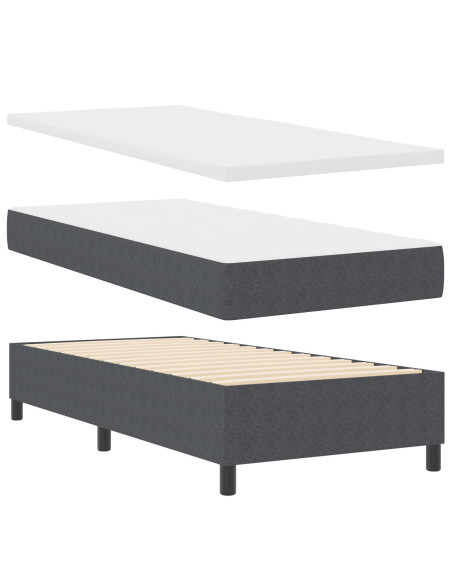 Letto con Rete a Molle con Materasso Grigio Scuro 90x200 cm Tessuto di Corduroy
