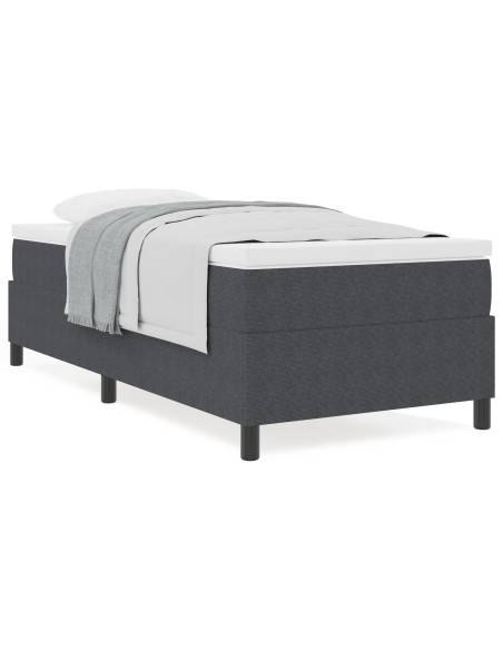 Letto Box Spring con Materasso Grigio Scuro 100 x 200 cm Tessuto di Corduroy