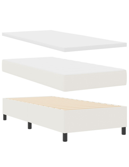 Letto Box Spring con Materasso Crema 100x200 cm Tessuto Corduroy