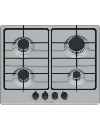 Bosch Serie 4 PGP6B5K85 , Piano cottura a gas, 60 cm, Acciaio inox