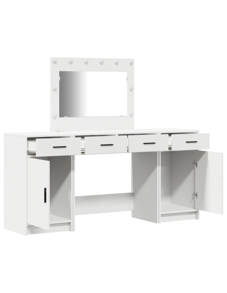 Set toeletta 3 pezzi  con LED, legno ingegnerizzato bianco