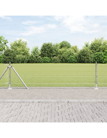 Recinzione in Rete Saldato  con 13 Pali Flangiati 0.6x50 m Acciaio Zincato