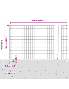 Recinzione con Posto Grigio 1,2 x 10 m Acciaio e PVC