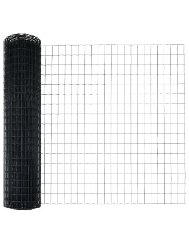 Recinzione con Posto Grigio 1,4 x 10 m Acciaio e PVC