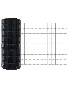 Recinzione con Posto Grigio 0,6 x 10 m Acciaio e PVC