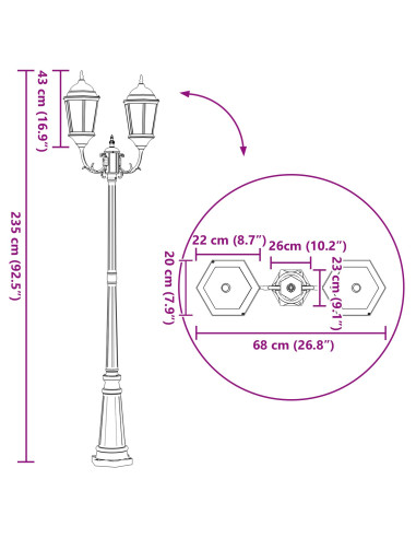 Luce da Giardino Bronzo 68 x 20 x 235 cm Alluminio e vetro