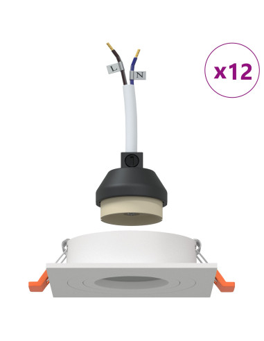 Spotlight 12 pcs Bianco 9 x 9 x 2 cm Alluminio