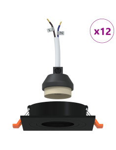 Spotlight 12 pcs Nero 9 x 9 x 2 cm Alluminio