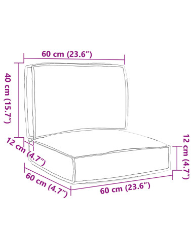 Set di Cuscini per Pallet 2 pcs Nero Tessuto Oxford
