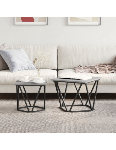 Set tavolini 2 pcs Grigio Sonoma Legno ingegnerizzato e acciaio