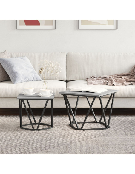 Set tavolini 2 pcs Grigio Sonoma Legno ingegnerizzato e acciaio