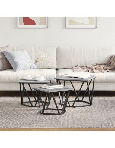 Tavolino da salotto 3 pcs Grigio Sonoma