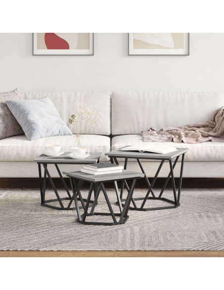 Tavolino da salotto 3 pcs Grigio Sonoma