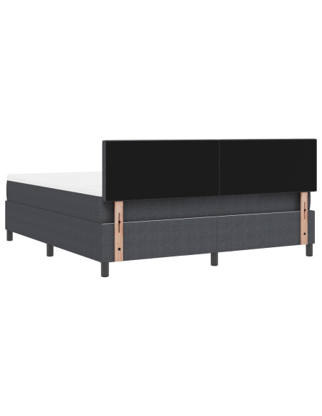 Letto a Mola con Materasso Grigio Scuro Tessuto a Costine