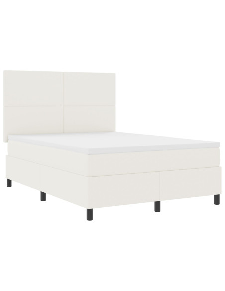 Letto con Rete a Molle con Materasso Crema 140x200 cm Tessuto Corduroy