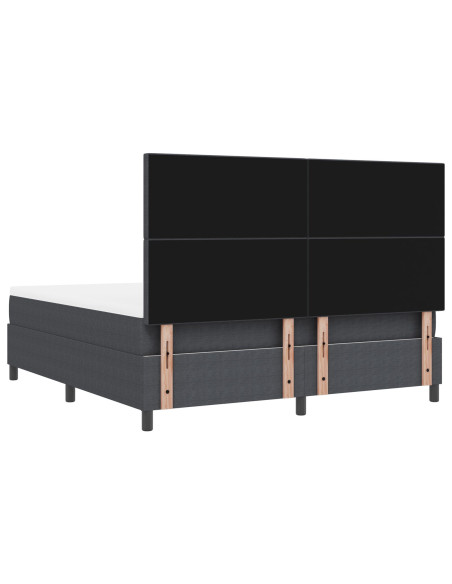 Letto con Rete a Molle  con Materasso Grigio Scuro in Tessuto di Corduroy