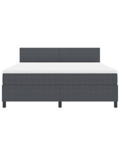 Letto a Sorgente LED Grigio Scuro e Bianco 180 x 200 cm