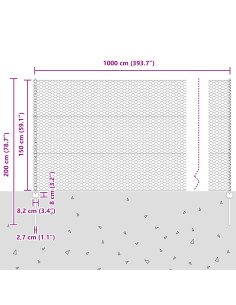 Recinzione con Posto Verde 1,5 x 10 m Acciaio e PVC