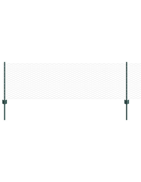 Pali per Recinzione  11 pz U-Channel Verde 60 cm Acciaio, Recinzione Esagonale  Verde 0,6x50 m Acciaio
