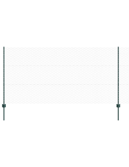 Pali per Recinzione  11 pcs U-Channel Verde 120 cm Acciaio, Recinzione Esagonale  Verde 1,2x50 m Acciaio