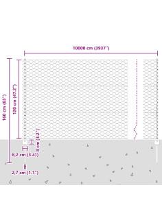 Recinzione con Posto Verde 1,2 x 100 m Acciaio e PVC