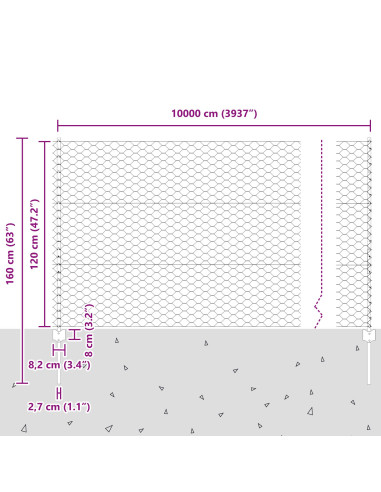 Recinzione con Posto Verde 1,2 x 100 m Acciaio e PVC