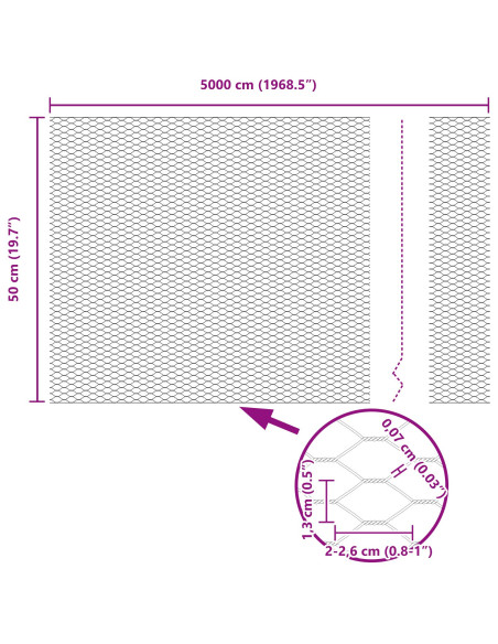 Recinzione con Posto Grigio 0,5 x 50 m Acciaio e PVC